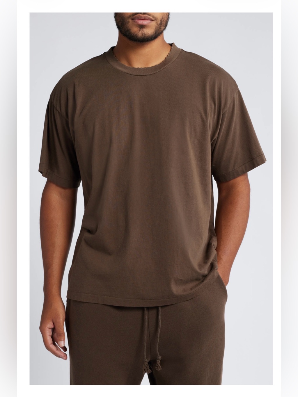 Elwood Core Oversize Organic Cotton Jersey T-Shirt Vintage Chocolate Brown L